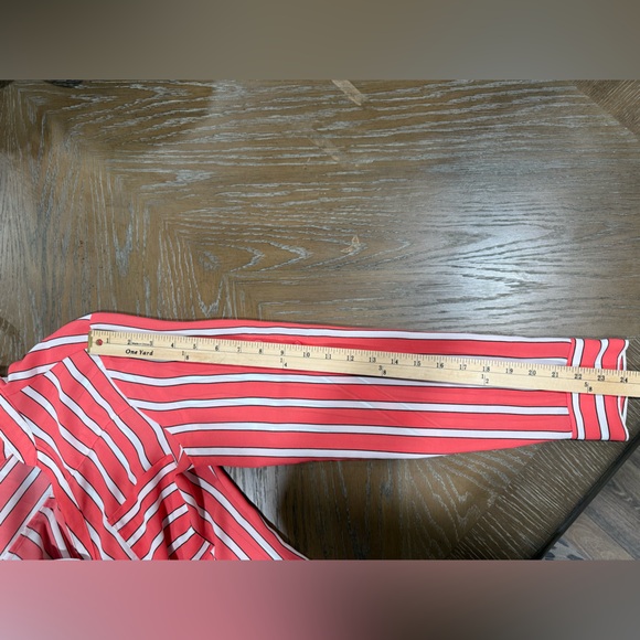 Express Vibrant Red and White Striped Button-Down Shirt - Picture 8 of 8